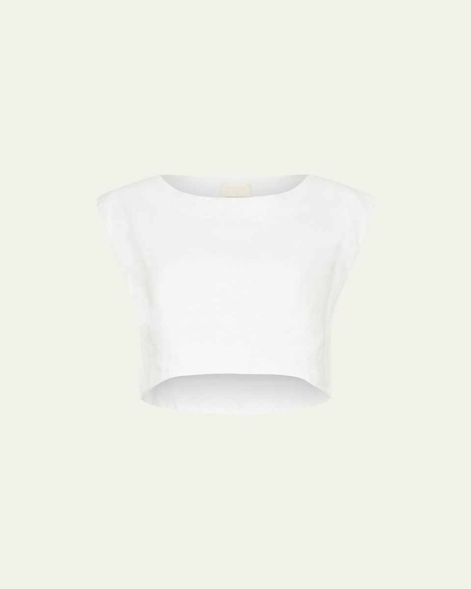 Martina Sleeveless Linen Crop Top